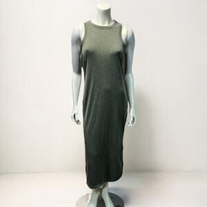 Joie Rich Dye Olive Green Sleeveless Maxi Tank Dress Side Slit Basic S